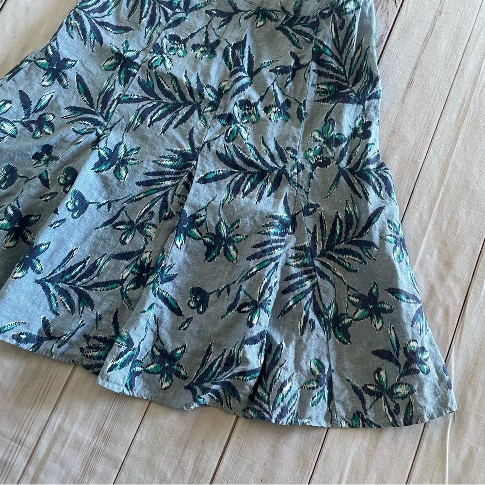 JM Collection Pleated Linen Skirt Women’s 10 Petite Floral Flowy Coastal Cottage - Picture 4 of 10
